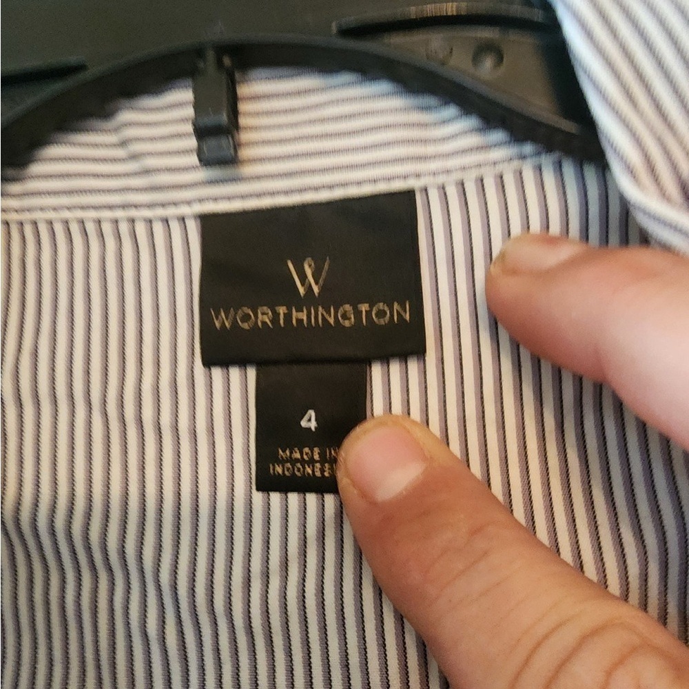 Worthington blue long sleeve dress shirt size womens 4 - Picture 3 of 3